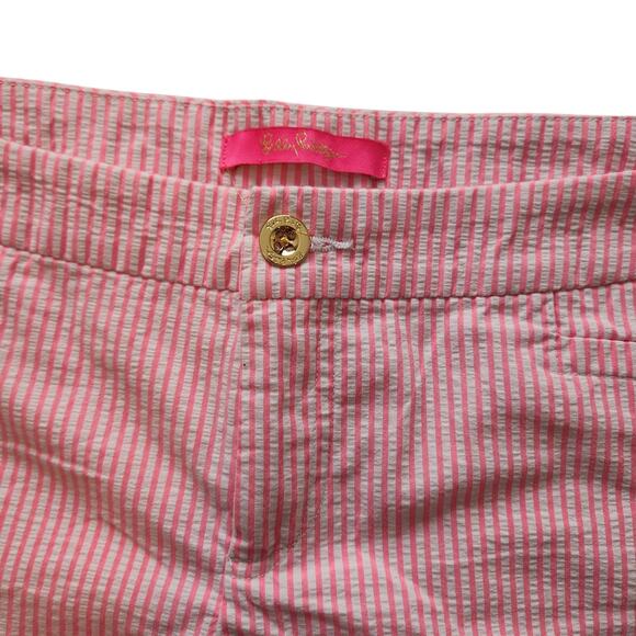 Lily Pulitzer 5" Kelly Chino Shorts, Pink & White Stripe Seersucker size 8 - Picture 3 of 8